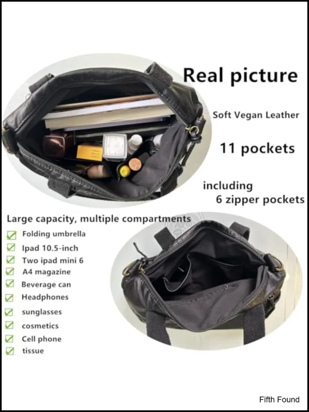 PU Leather Hobo Handbag Top Handle Satchel Multi-Pocket Purse